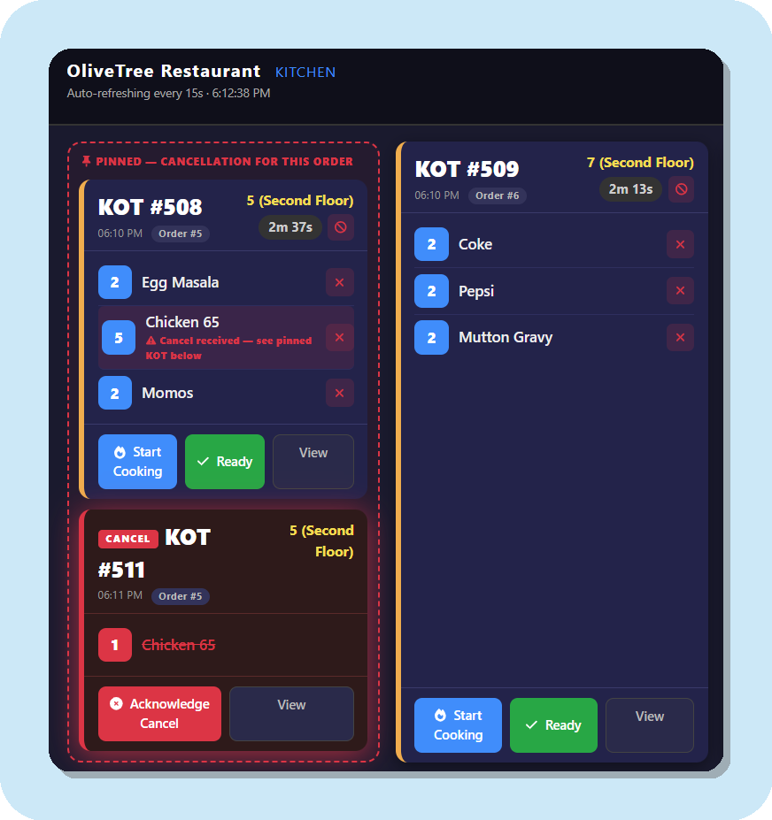 Kitchen order ticket